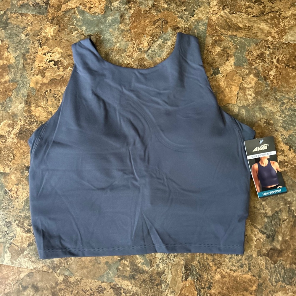 Avia Wireless Crop Sports Bra Women's Size Medium (D-DD) Gray Moisture Wicking